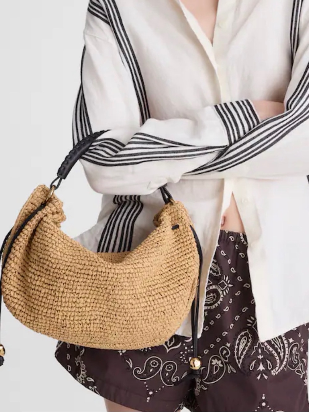 MADEWELL The Camren Gathered Raffia/leather bag OA203